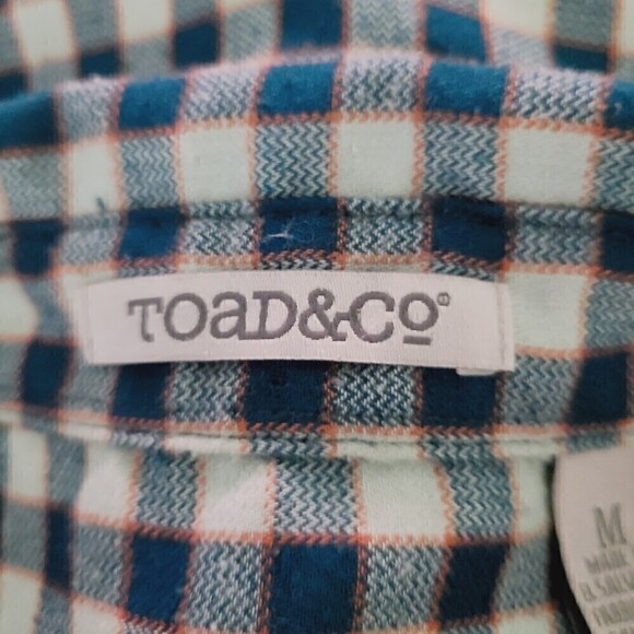 Toad & Co Dakotah Travel Shirt M Blue Green Plaid Button-Front Wool Blend - Picture 5 of 8